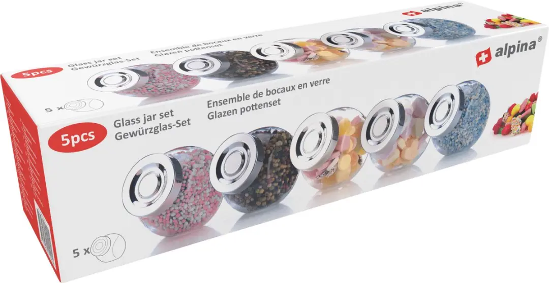 Alpina Glazen Pottenset 5-delig - Transparant