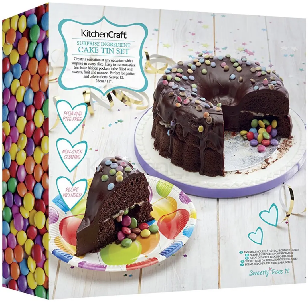 KitchenCraft Surprise Ingredient Cake Tin Set 28cm - Grijs/Zilverkleurig