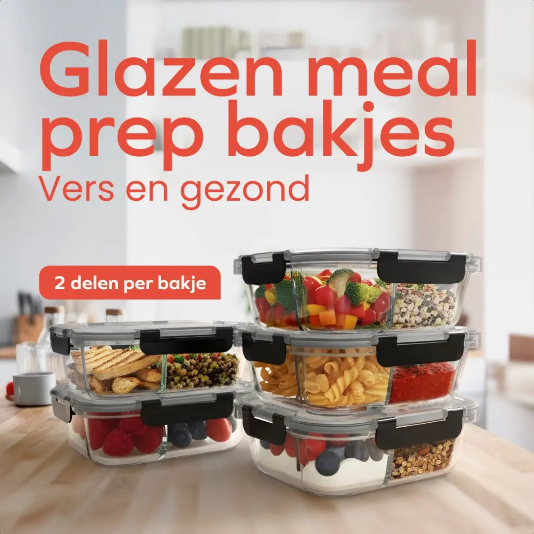 KitchenBrothers Meal Prep Bakjes Set KB1004194 - 5x 1L Glas