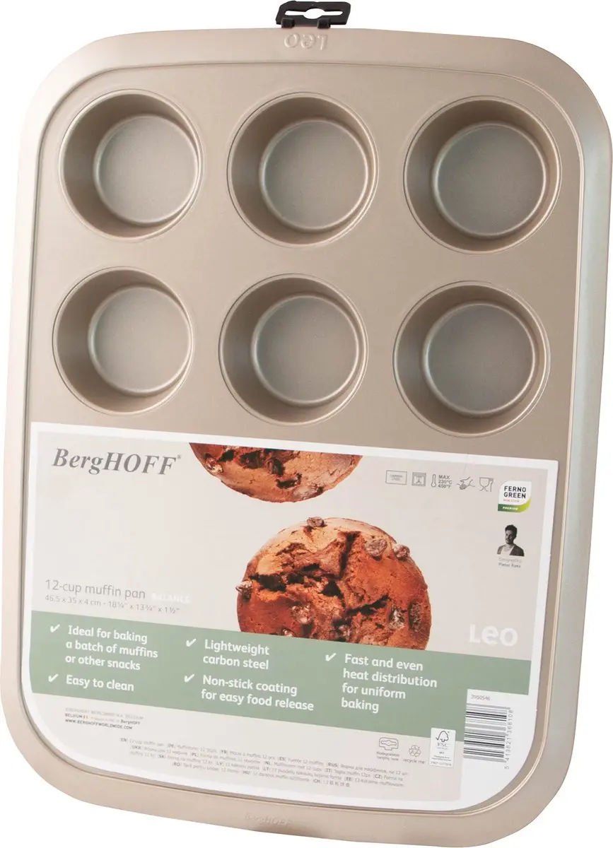 BergHOFF LEO Muffinvorm 12 cups - 8x3,5cm - Champagne
