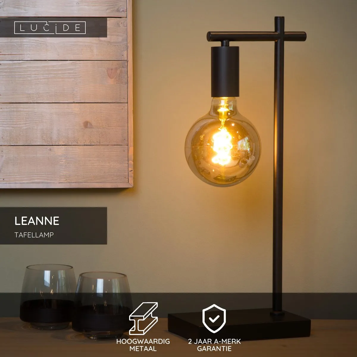 Lucide Leanne Tafellamp E27 - Zwart