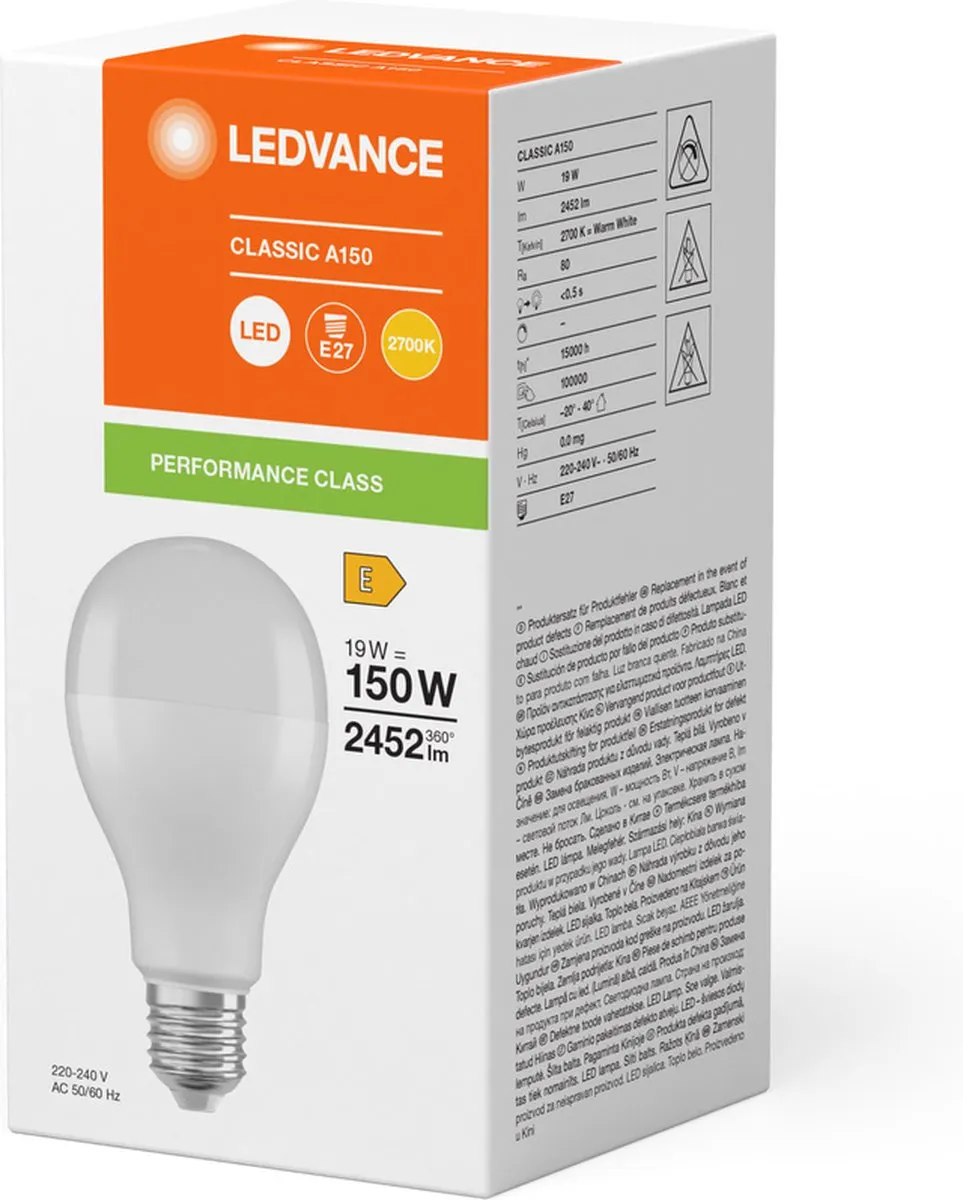 LEDVANCE Classic E27 Peer Mat 19W - 2452lm Warm Wit