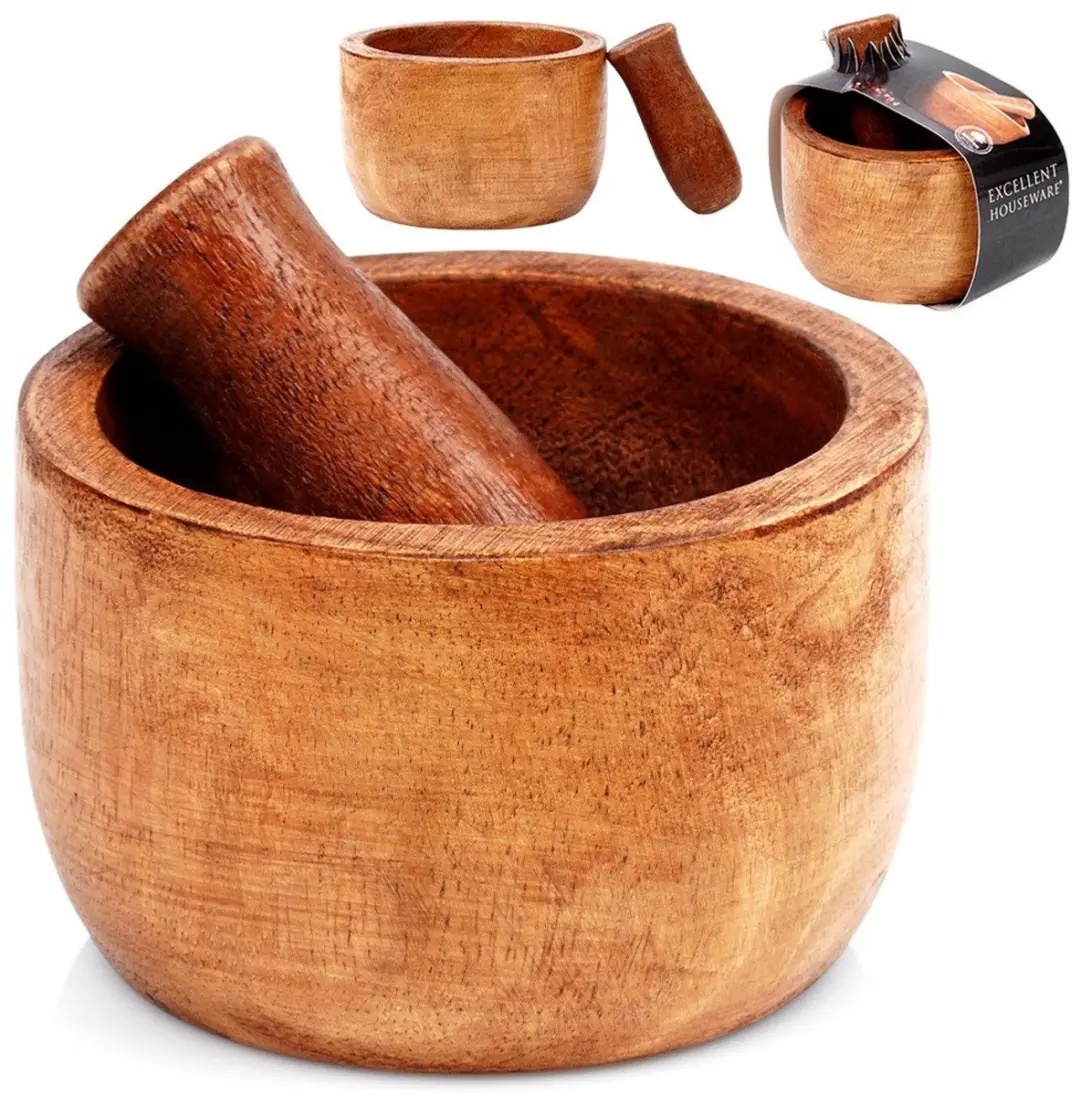 Excellent Houseware Vijzel en Mortel Manghout 10cm - 2 Stuks