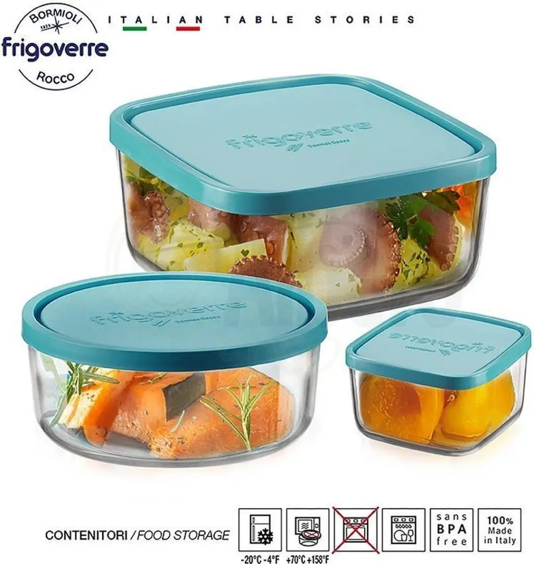 Bormioli Rocco Vershoudbakjes Frigoverre - 3-delig - Blauw