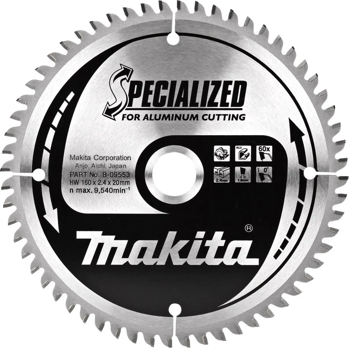 Makita B-09553 Cirkelzaagblad 160mm - Aluminium/Kunststof