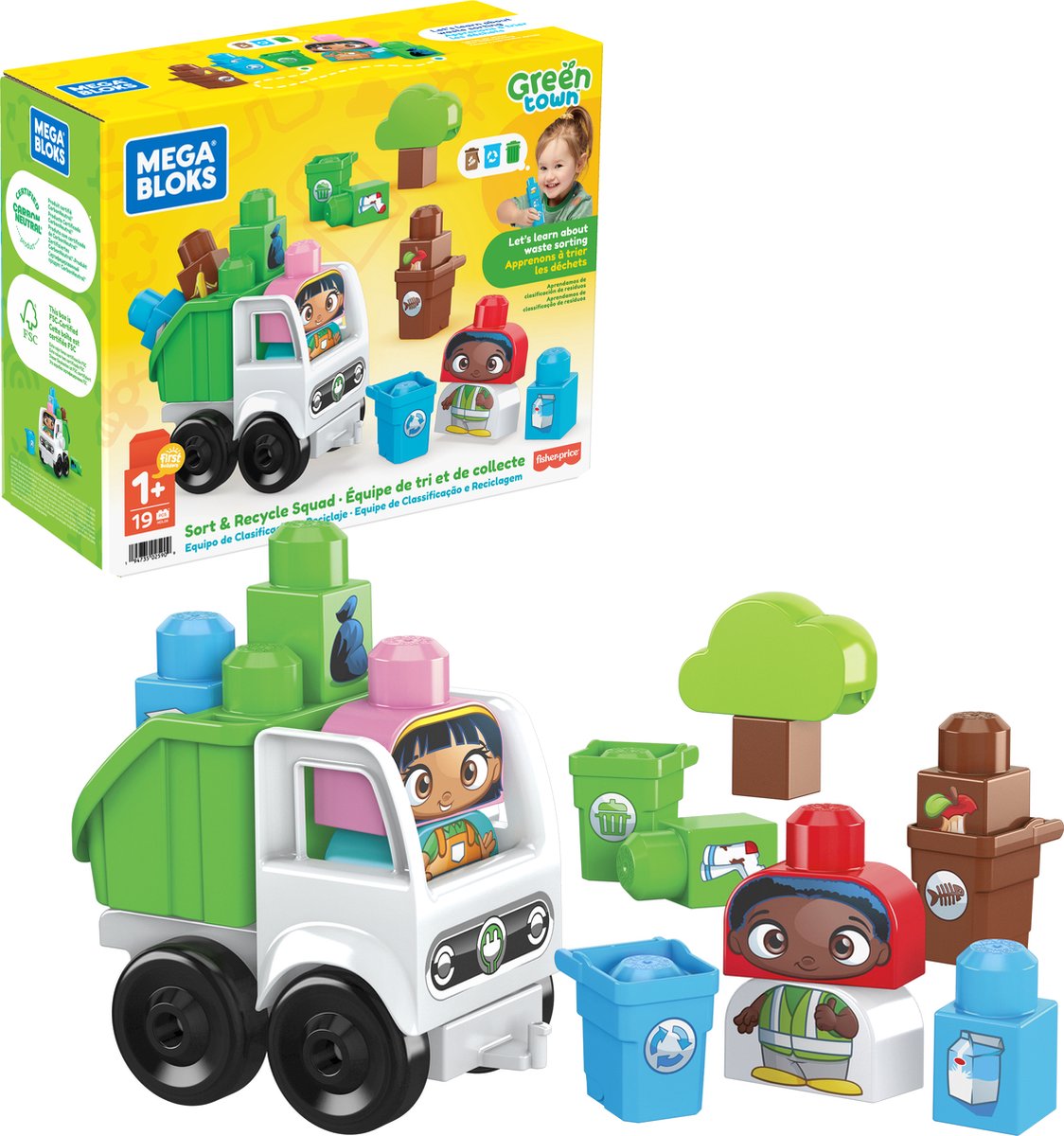 MEGA Bloks Green Town Sort & Recycle Squad - 18 grote bouwstenen