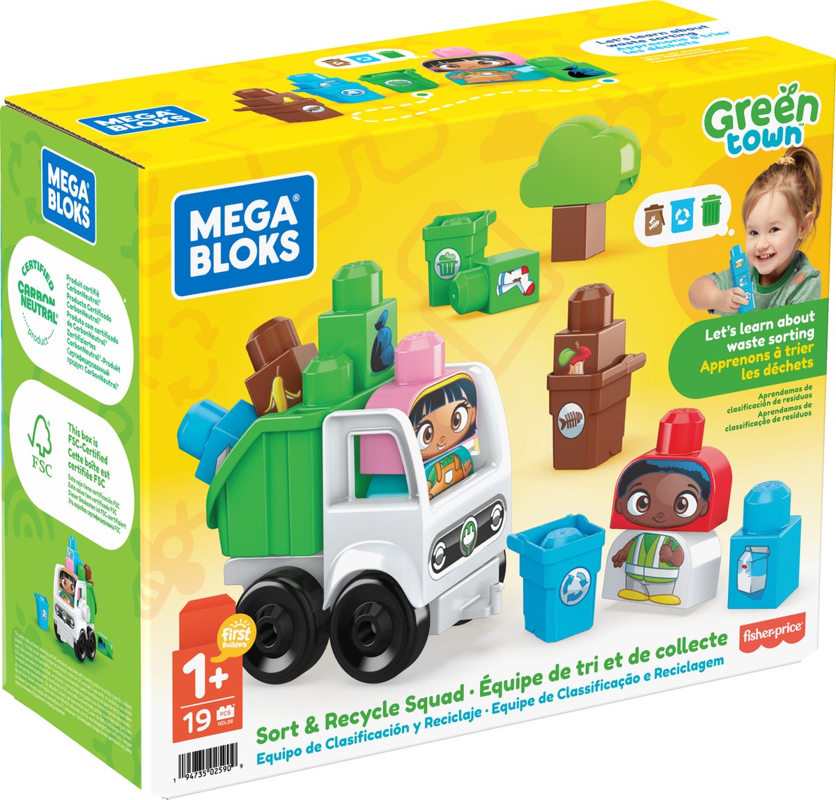 MEGA Bloks Green Town Sort & Recycle Squad - 18 grote bouwstenen