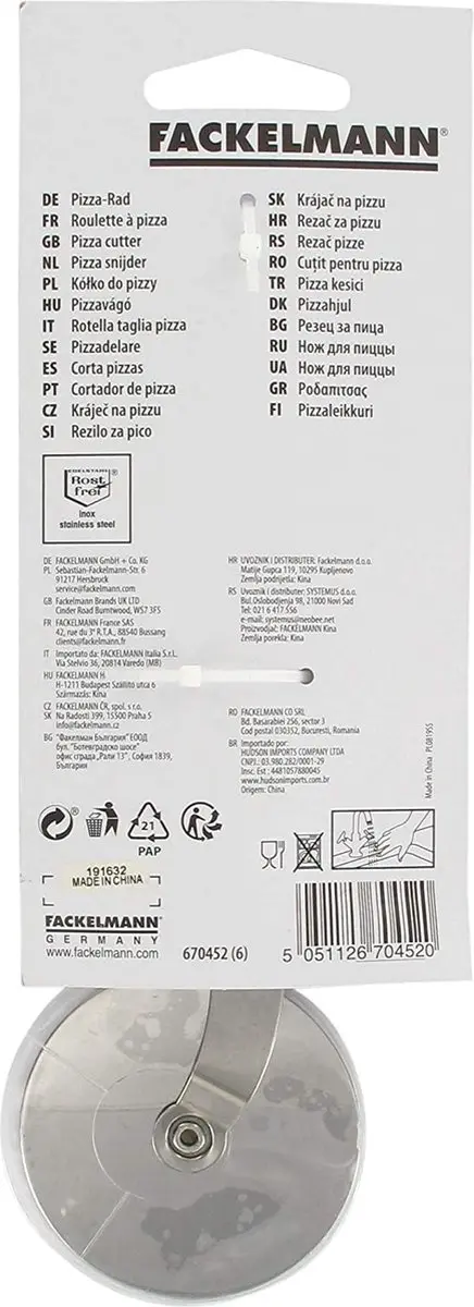 Fackelmann Elemental Pizzaroller 24cm - Grijs - afbeelding 6 van 6