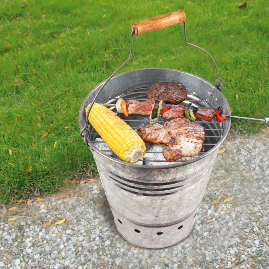 Esschert Design BBQ Emmer Houtskoolbarbecue - Zilver - afbeelding 6 van 6