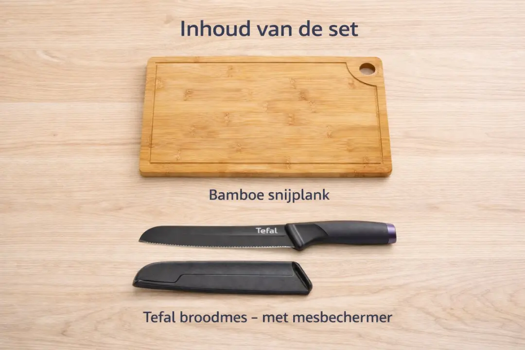 Tefal Broodmes 20,5cm + Bamboe Snijplank 33,5x21,5cm - 2-delig