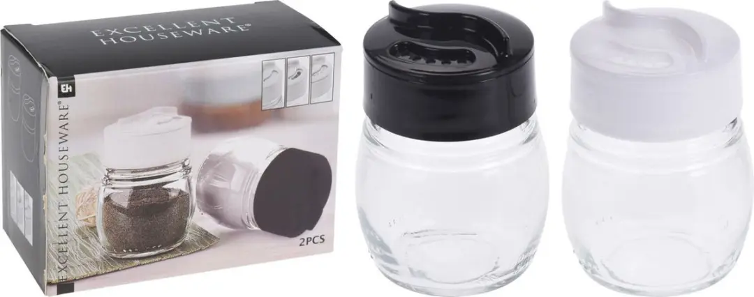 Excellent Houseware Peper & Zout Vaasje Glas - 2 Stuks