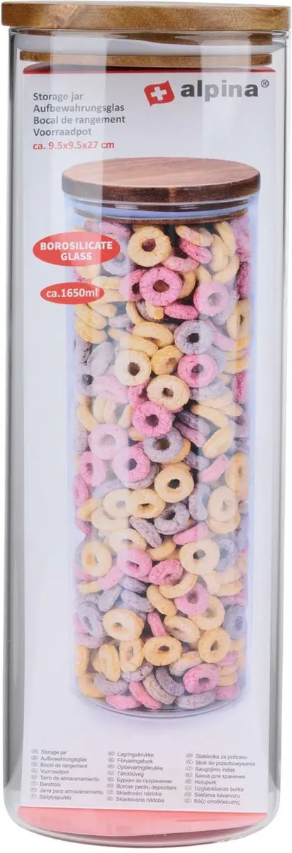 Alpina Foodking Voorraadpot 1650ml - 4 Stuks - Transparant
