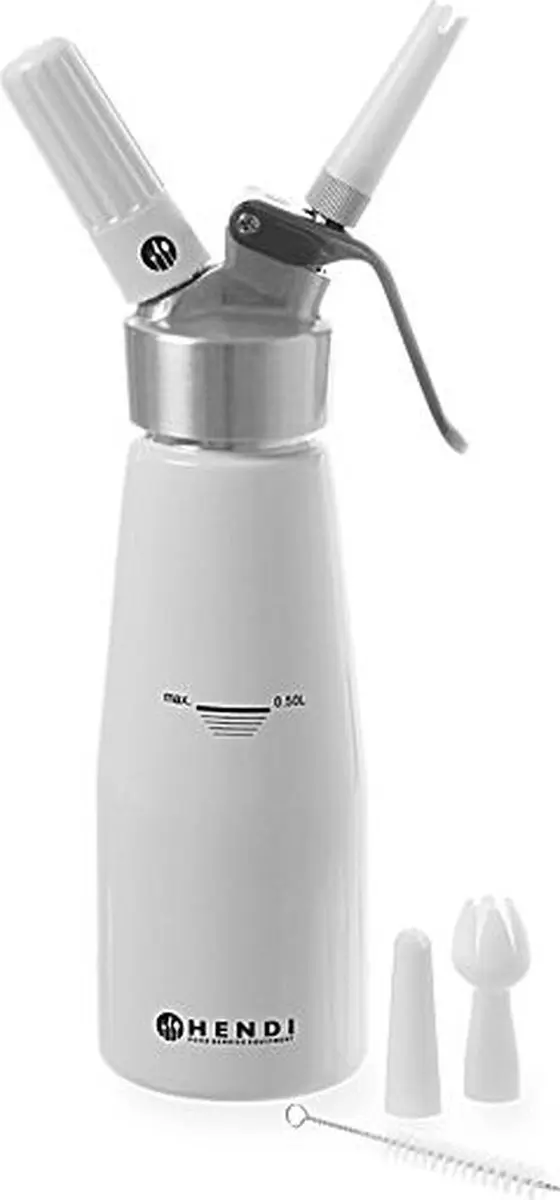 Hendi Slagroomapparaat 0,25L - Wit - Inclusief spuitmondjes