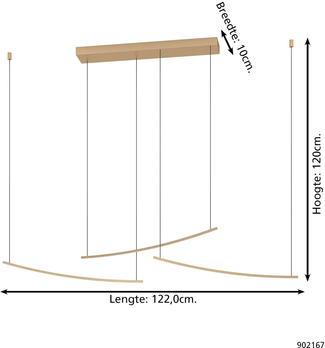 Eglo Villeggi Hanglamp 122cm - Goud/Wit - Instelbaar & Dimbaar