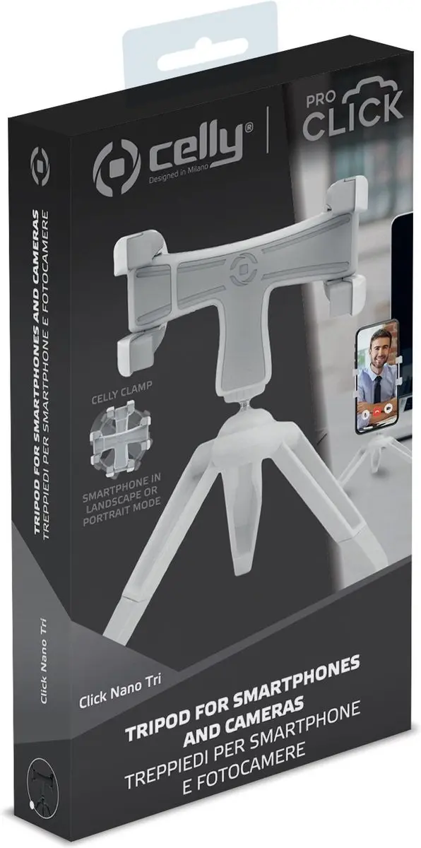 Celly ProClick Camerastatief Nano Smartphonehouder - Wit