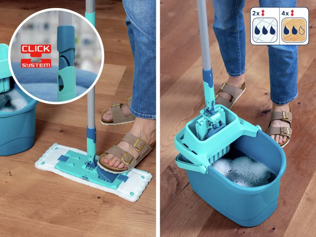 Leifheit Powerclean Vloerwisser 55515 - 33cm - Compleet Systeem - Blauw/Zilver