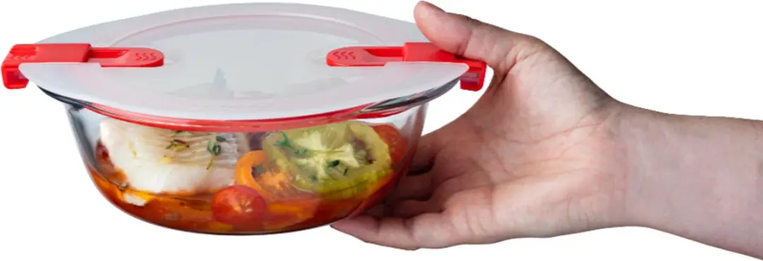 PYREX Cook & Heat Voedselcontainer Rond 14x12cm - Glas - 0,35L