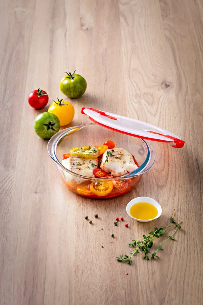 PYREX Cook & Heat Voedselcontainer Rond 14x12cm - Glas - 0,35L