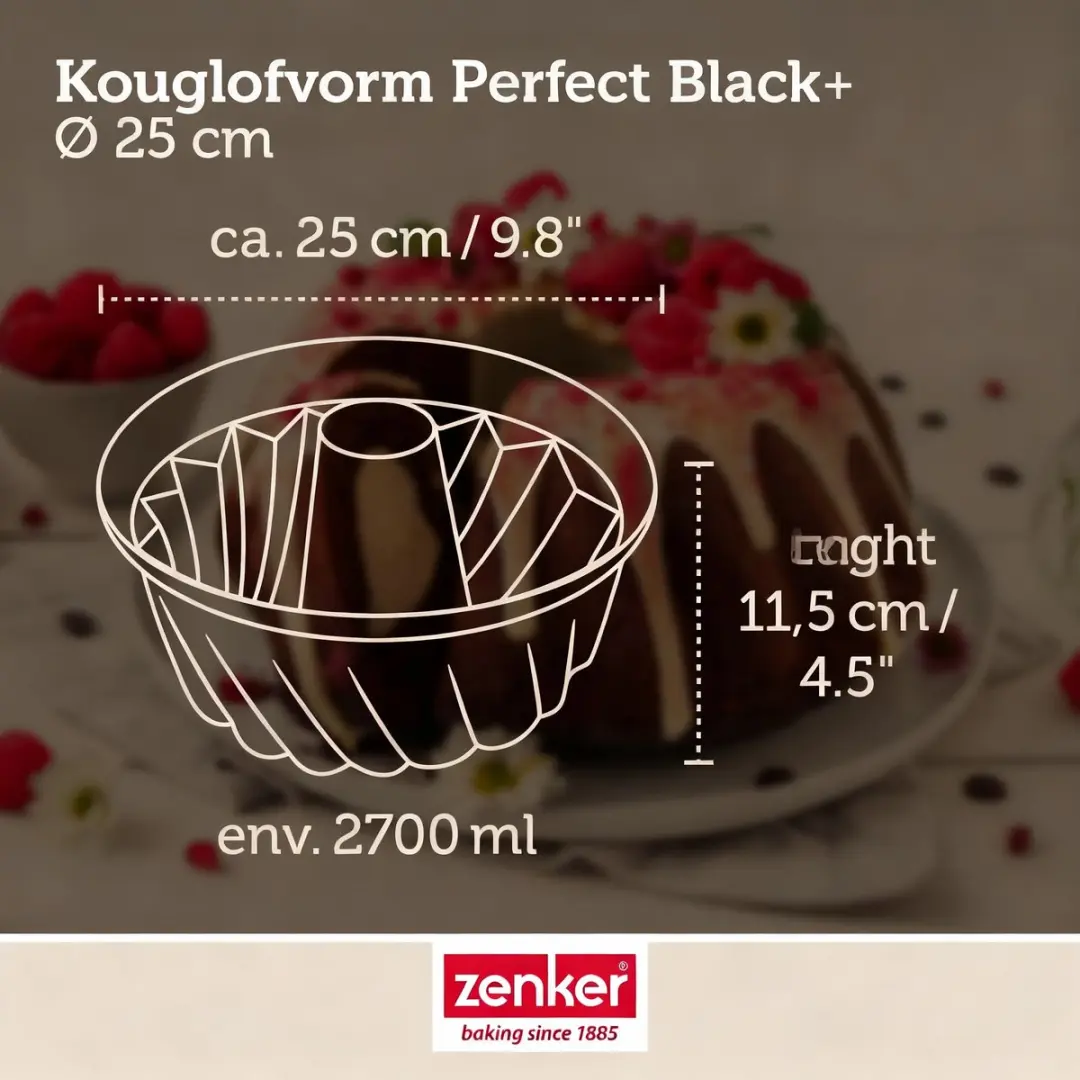 Zenker Kouglofvorm 25cm PerfectBack+ - Zwart