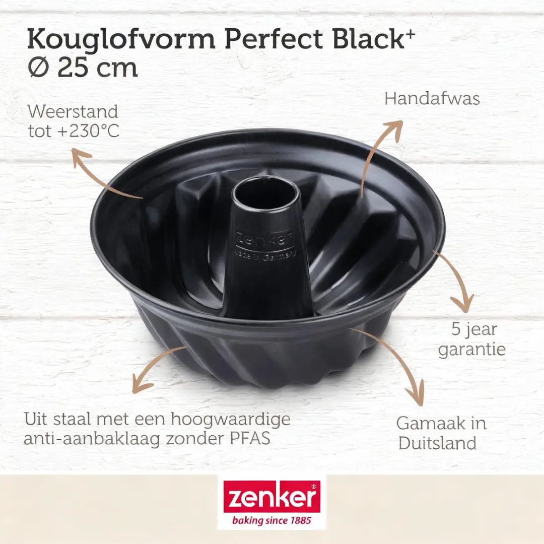 Zenker Kouglofvorm 25cm PerfectBack+ - Zwart