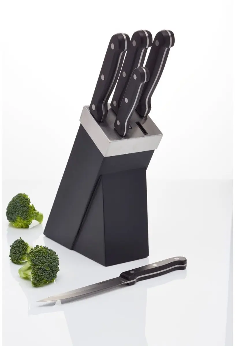 KitchenCraft Messenset 5 Messen - Zwart Hout RVS - 6-delig