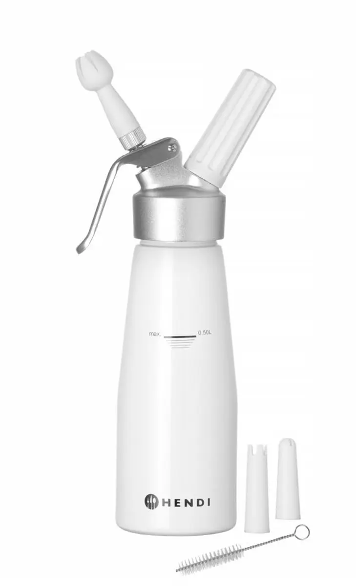 Hendi Slagroomapparaat 500ml - Wit - Inclusief accessoires