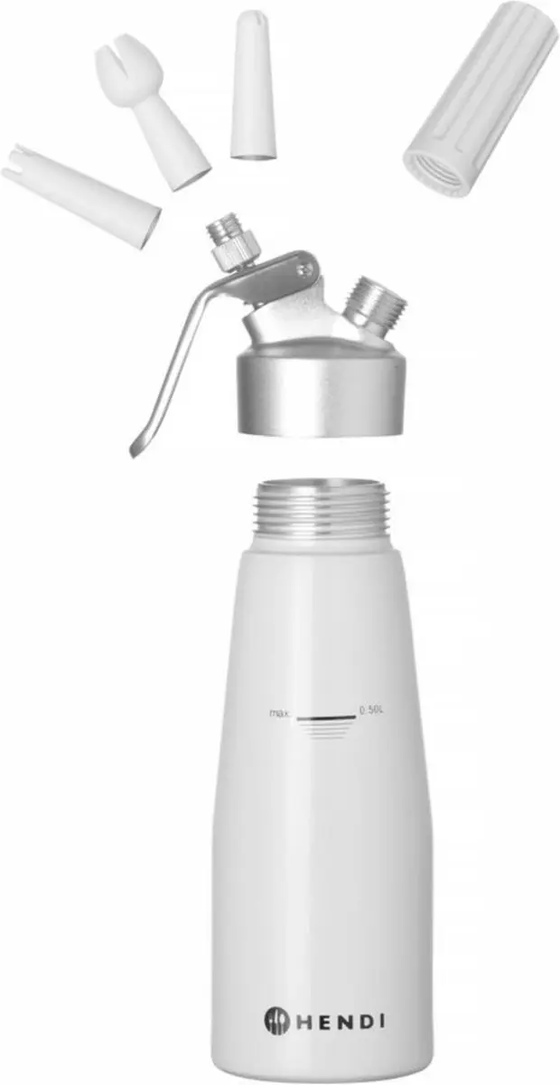 Hendi Slagroomapparaat 500ml - Wit - Inclusief accessoires