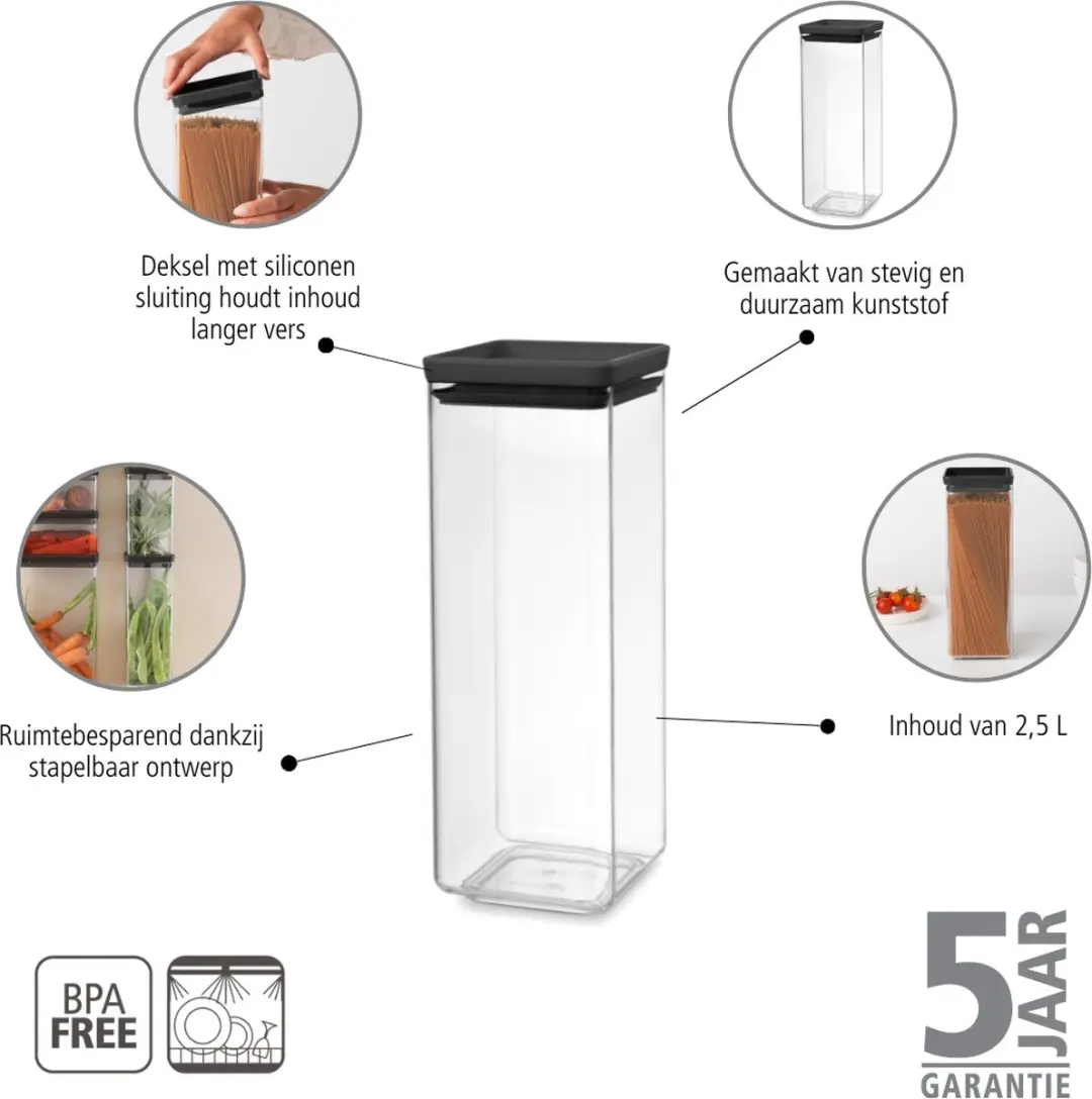 Brabantia Tasty+ Voorraadbus 122408 - 2,5L - Dark Grey