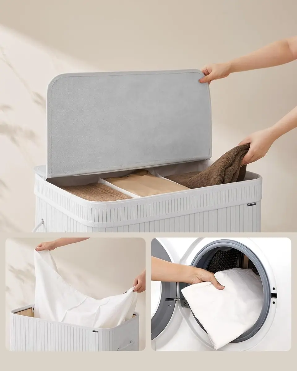 Songmics Wasmand met deksel LCB062W01 - 150L - Wolkenwit