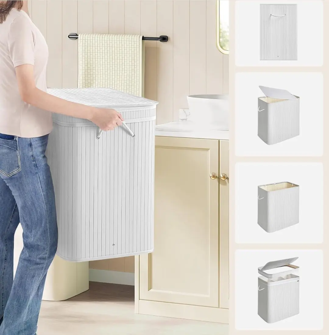 Songmics Wasmand met deksel LCB062W01 - 150L - Wolkenwit