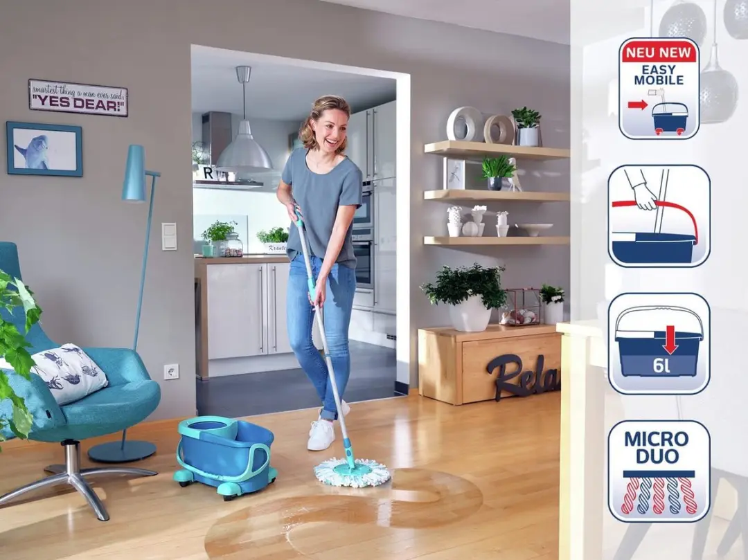 Leifheit Classic Mop Wisserset LO9B01B6FBI2656T - Grijs/Turquoise/Wit