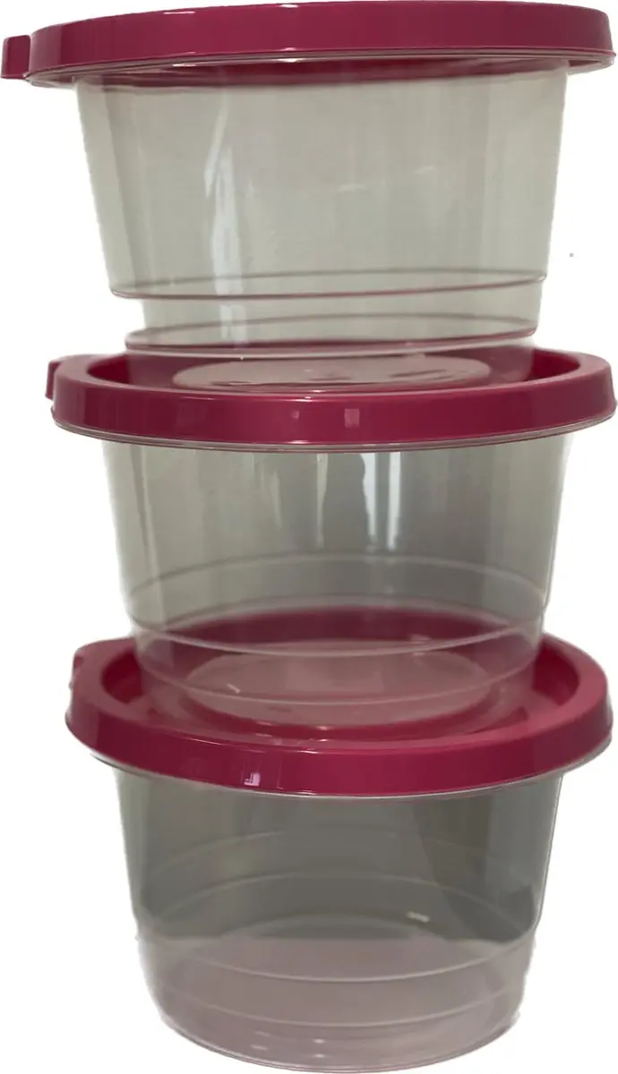 Excellent Houseware Voedselbewaardozen 1230ml - 3-delig Transparant met roze