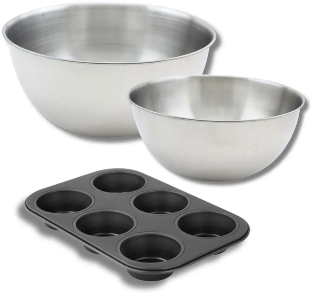 Zenker Muffinvorm 6 Holtes + Spatel + 2 Mengkommen