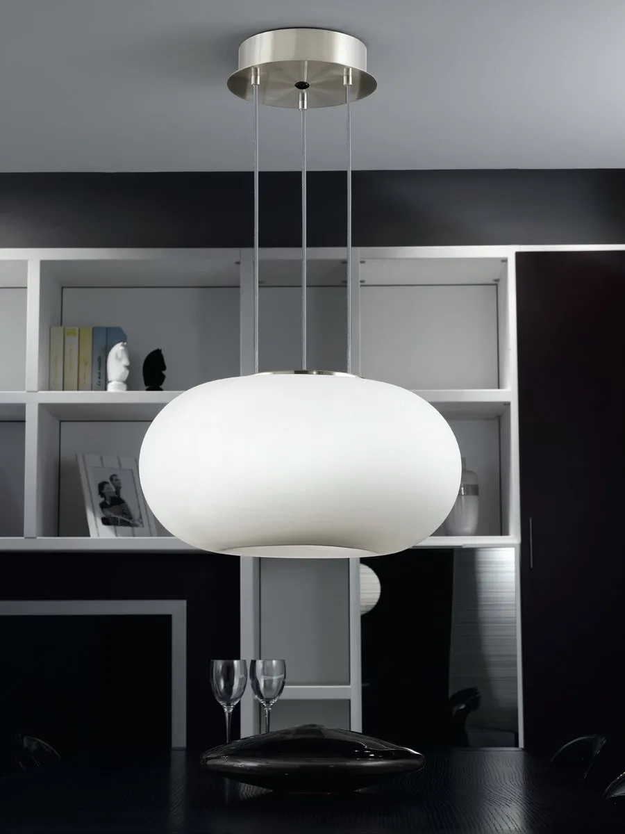 Eglo Optica Hanglamp 2 Licht - Ø28cm - Nikkelmat - Wit/Grijs