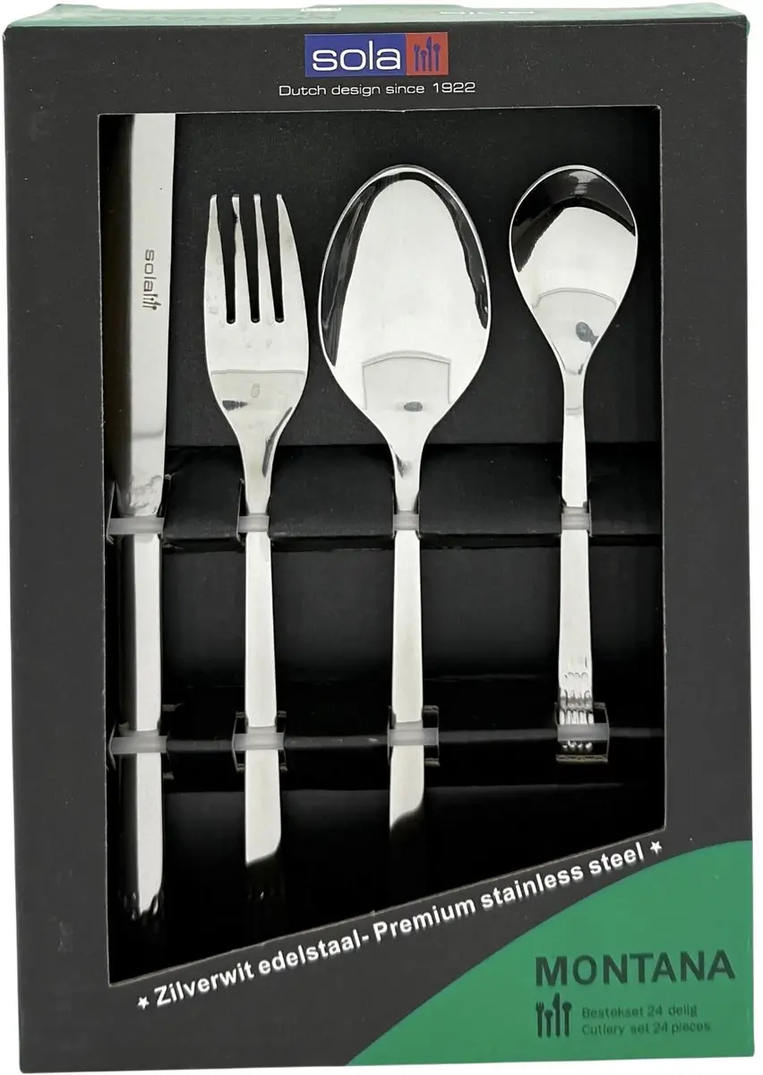 Sola Montana Bestekset 24-delig - 6 Personen - Zilverwit RVS 18/10 - afbeelding 2 van 2