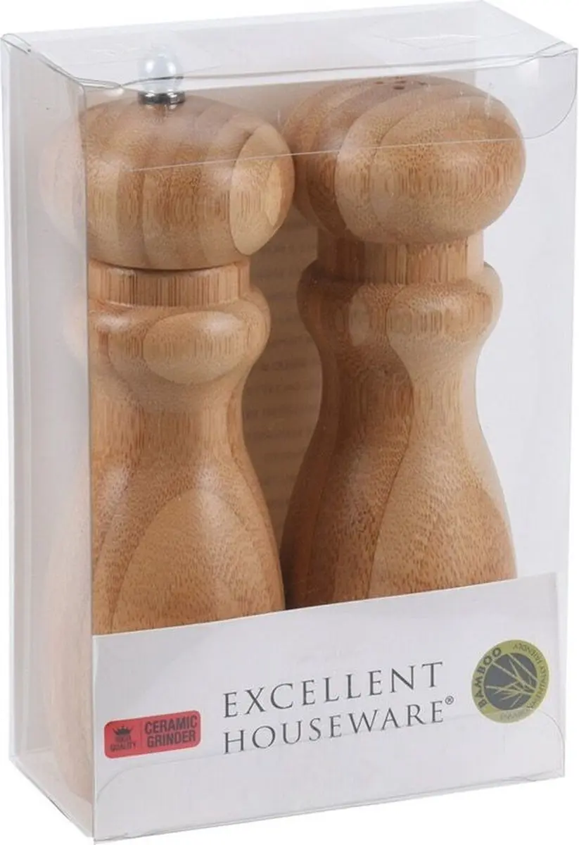 Excellent Houseware Peper & Zoutmolen Bamboe - 2 Stuks