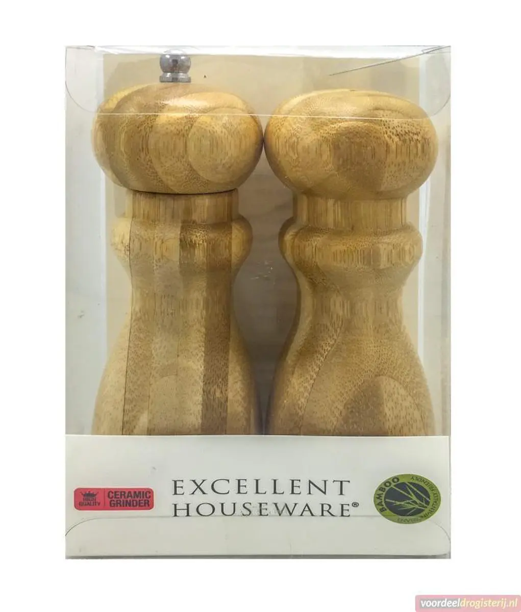 Excellent Houseware Peper & Zoutmolen Bamboe - 2 Stuks