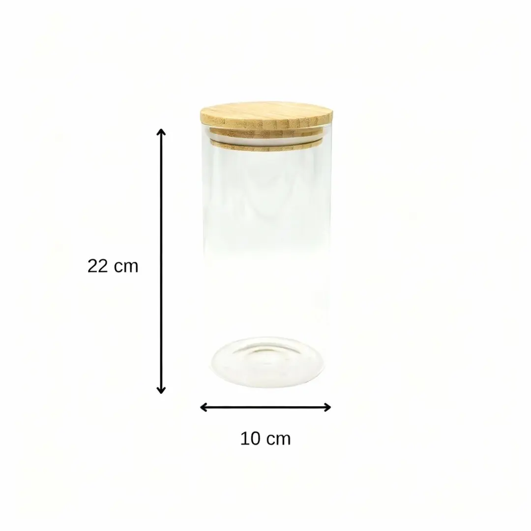 Fackelmann Nature Bewaarbox Glas 1,5L - Bamboe deksel