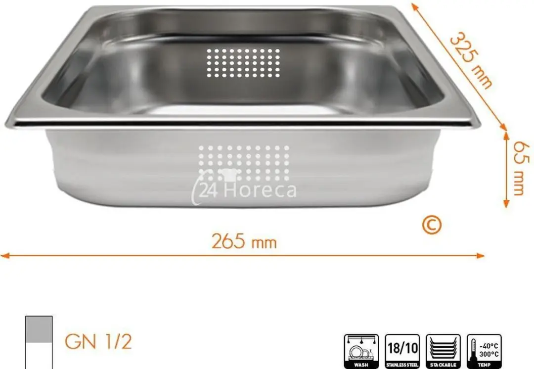 HENDI Geperforeerde GN-Container 4L - RVS 18/10 - 65mm - afbeelding 6 van 6