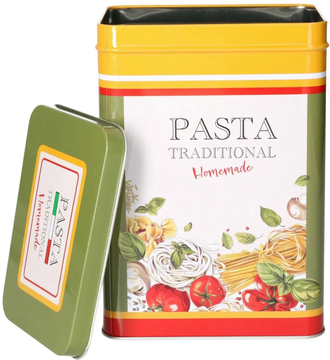 Excellent Houseware Nostalgia Pasta Bewaarblik - 2x - Olijfgroen