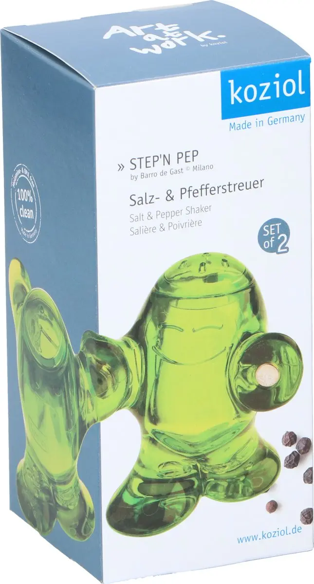 Koziol STEP 'N PEP Peper- en Zoutset Groen - 2 Stuks