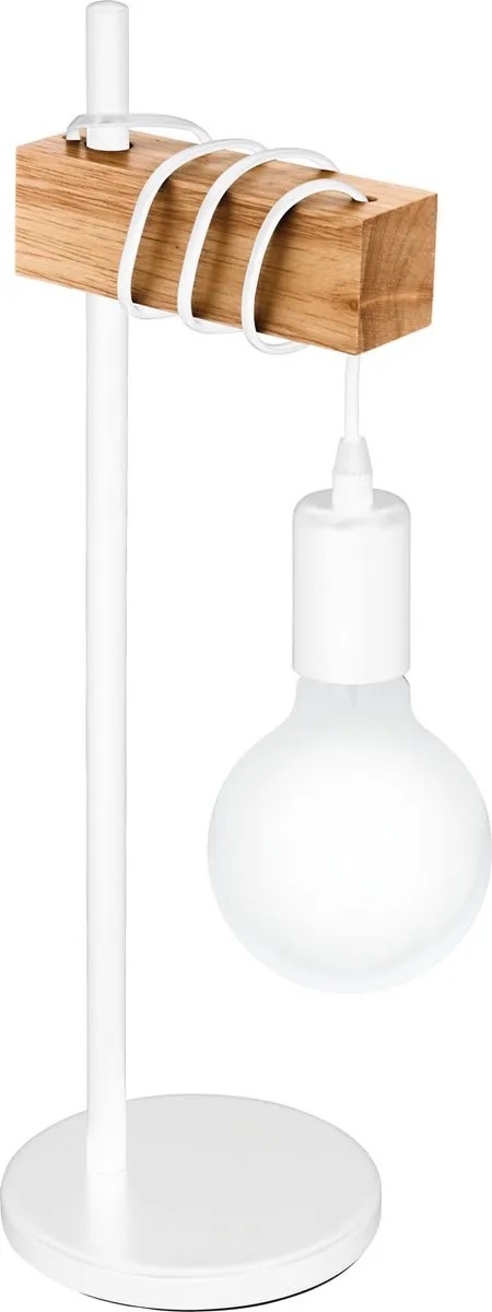 Eglo Townshend Tafellamp E27 - Wit/Eikenhout