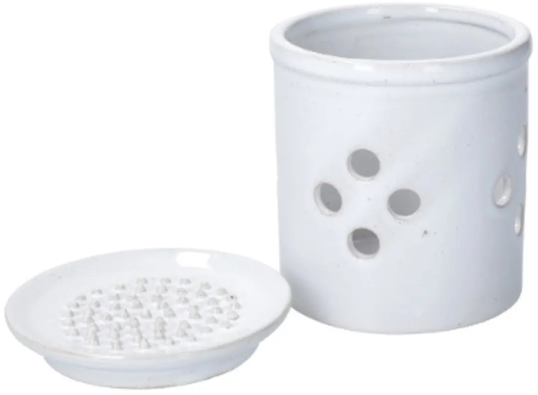 KitchenCraft Knoflookpot met Rasp 10x9cm - Keramiek Wit