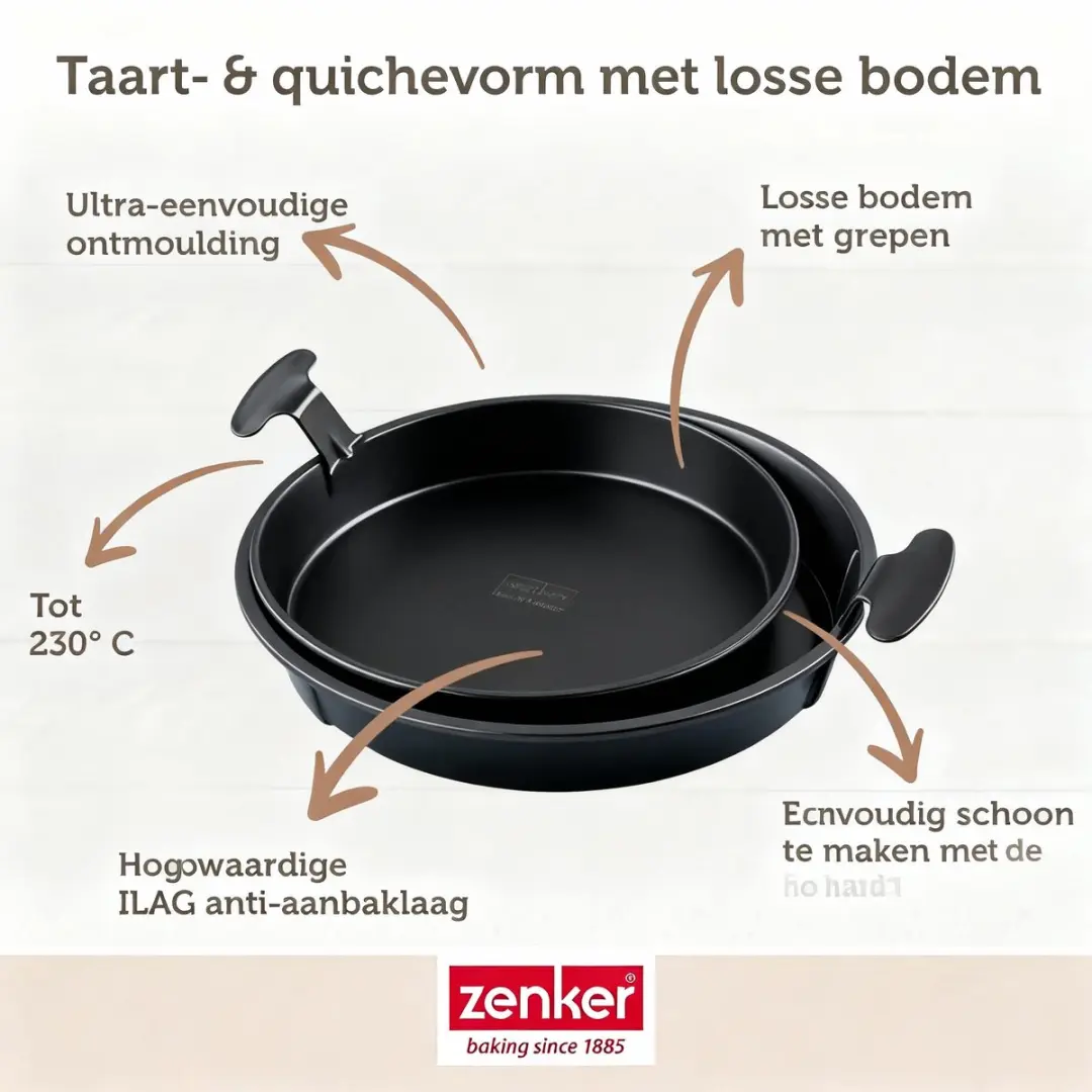 Zenker Black Metallic Taart- en Quichevorm 28cm - Verwijderbare Bodem
