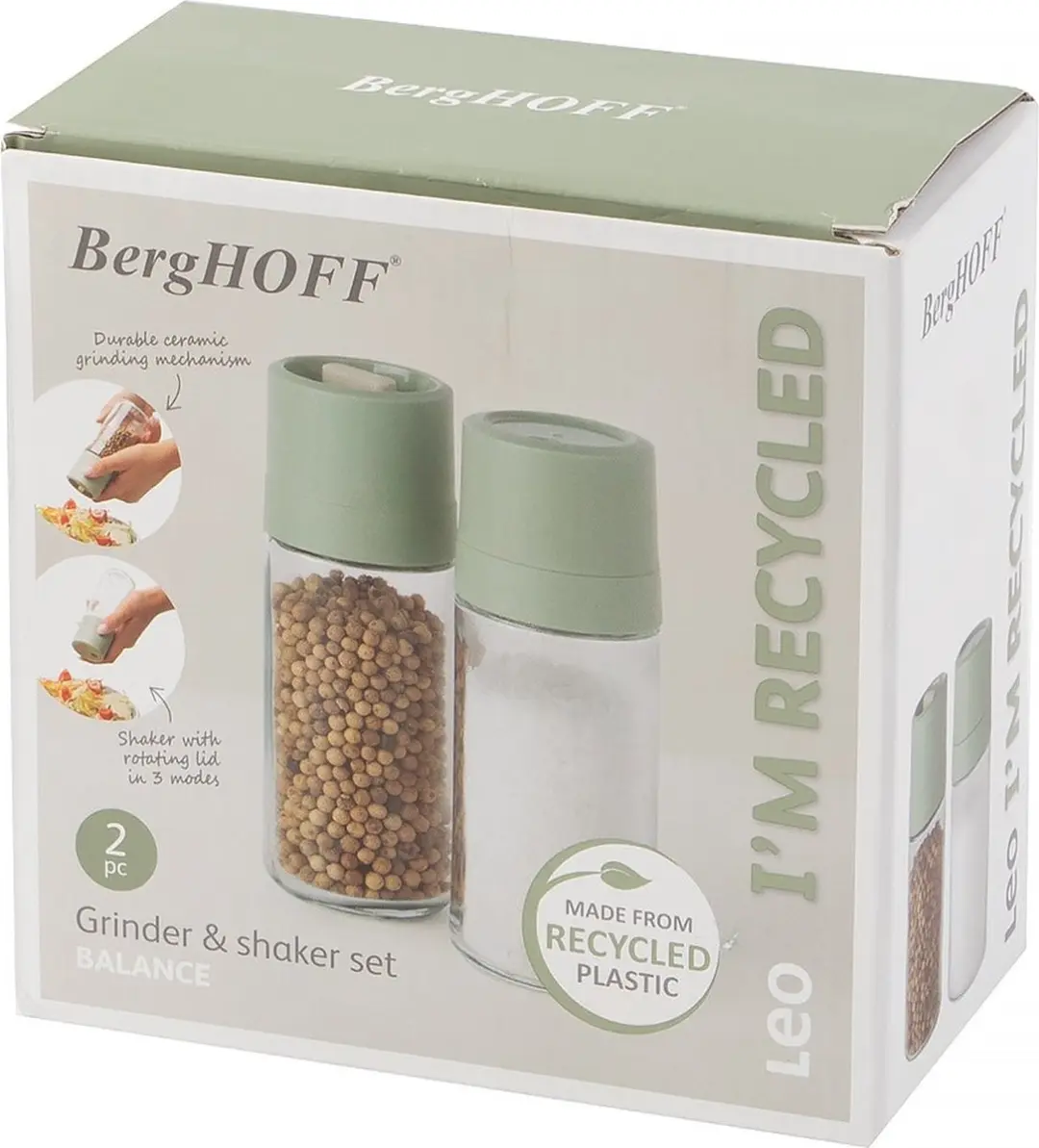 BergHOFF LEO Balance Peper- & Zoutmolen Groen