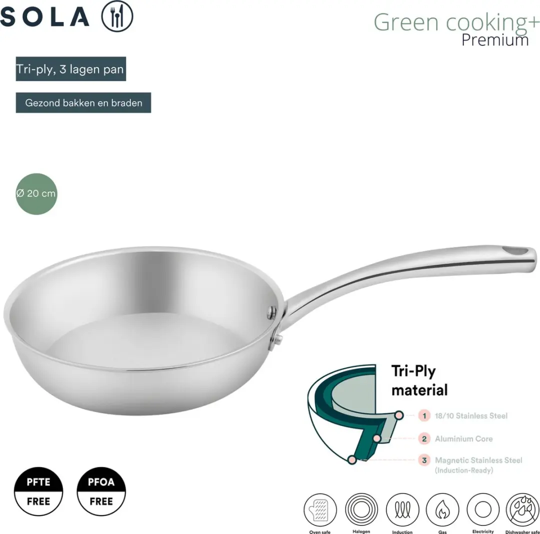 Sola Green Cooking Koekenpan 20cm - Zilver
