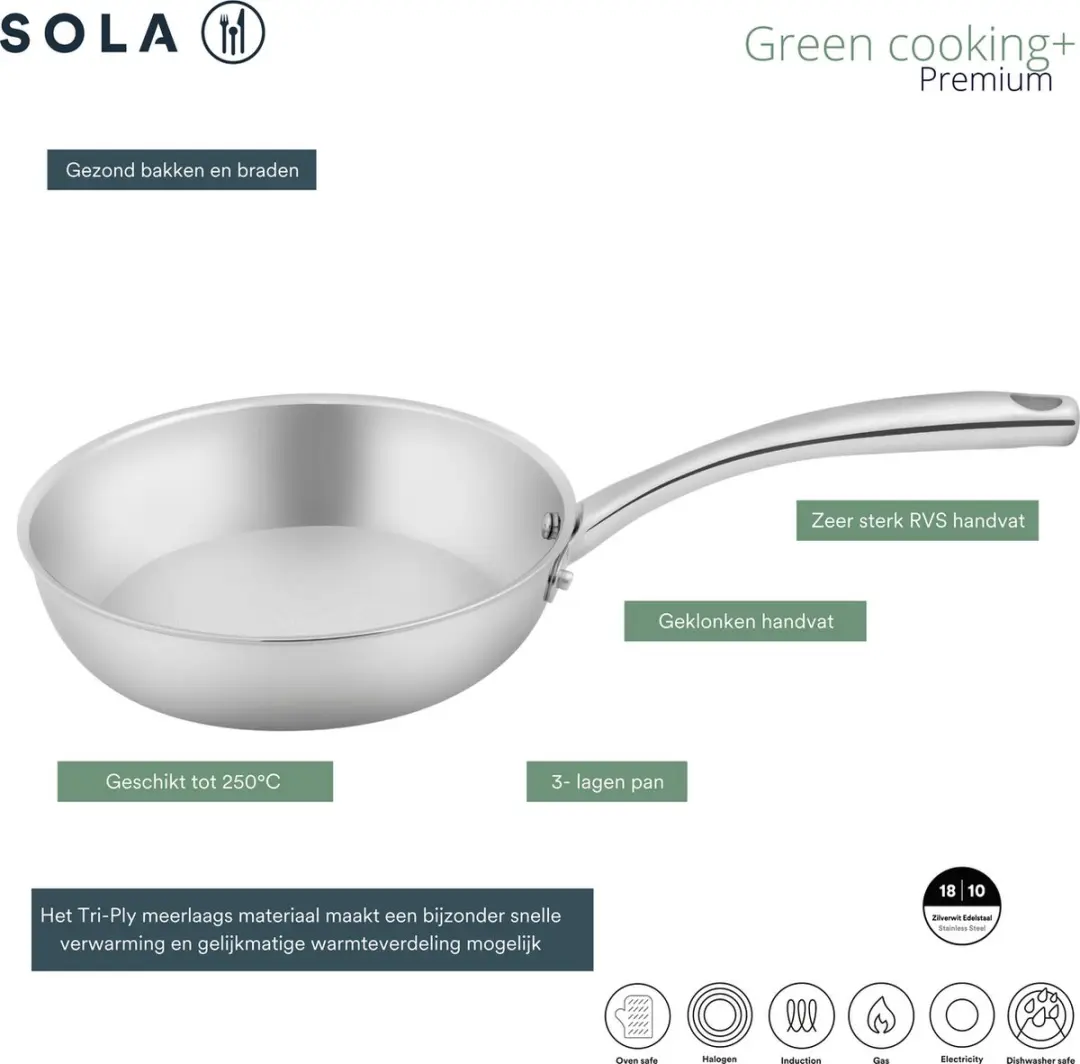 Sola Green Cooking Koekenpan 20cm - Zilver