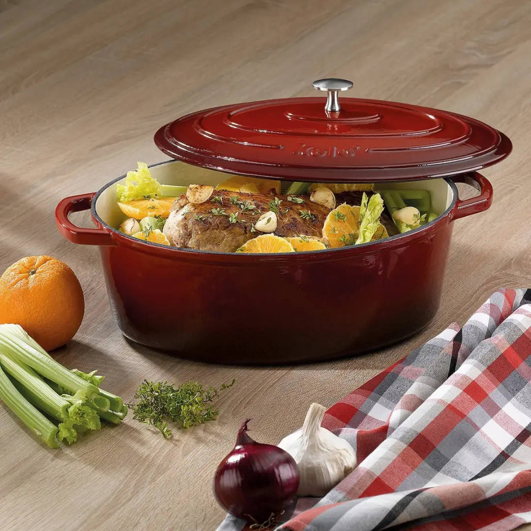 Kela Gietijzeren Braadpan Ovaal 36x29cm - Rood