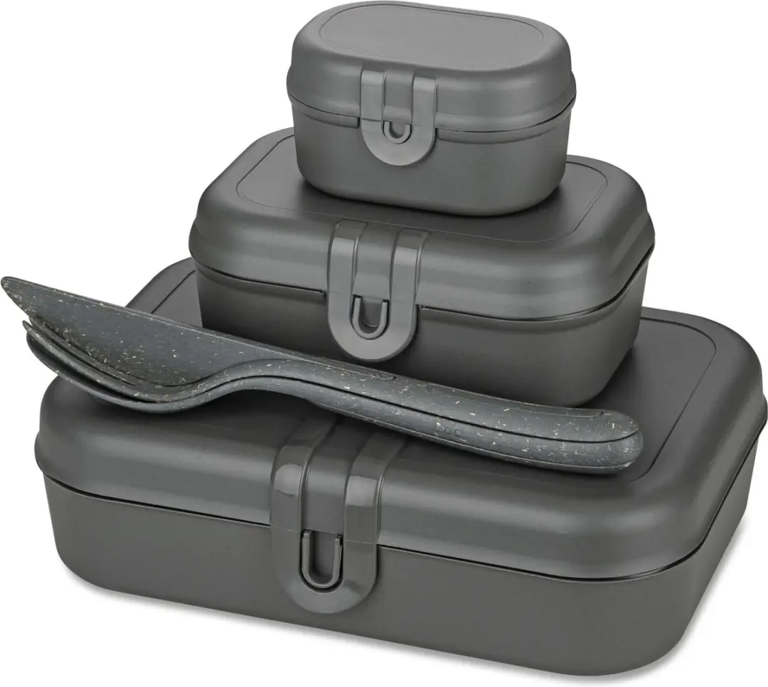 Koziol Pascal Ready Lunchbox & Bestekset - 1.25L - 4-delig - Groen