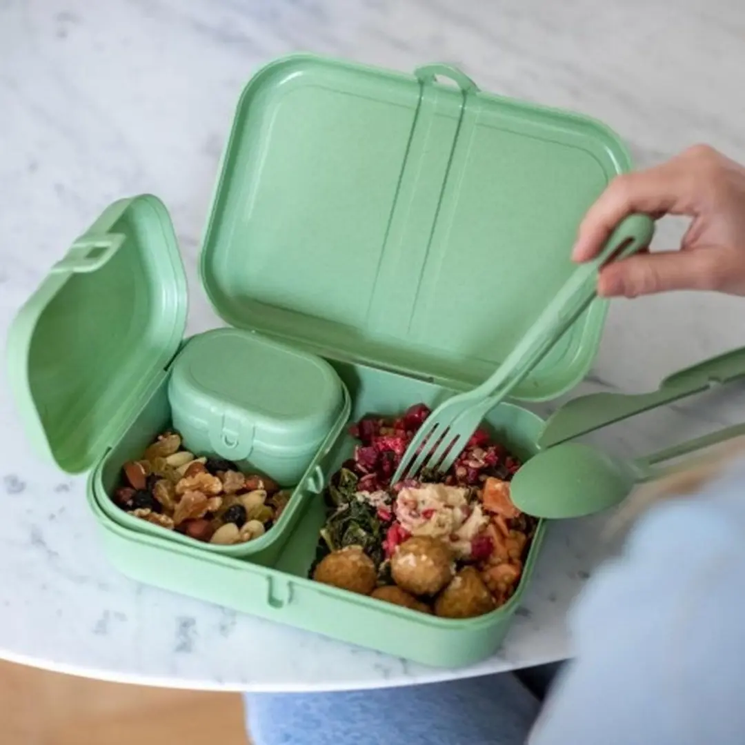 Koziol Pascal Ready Lunchbox & Bestekset - 1.25L - 4-delig - Groen